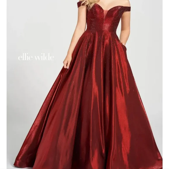 Ellie Wilde Mon Cheri Wine Colored Formal Dress